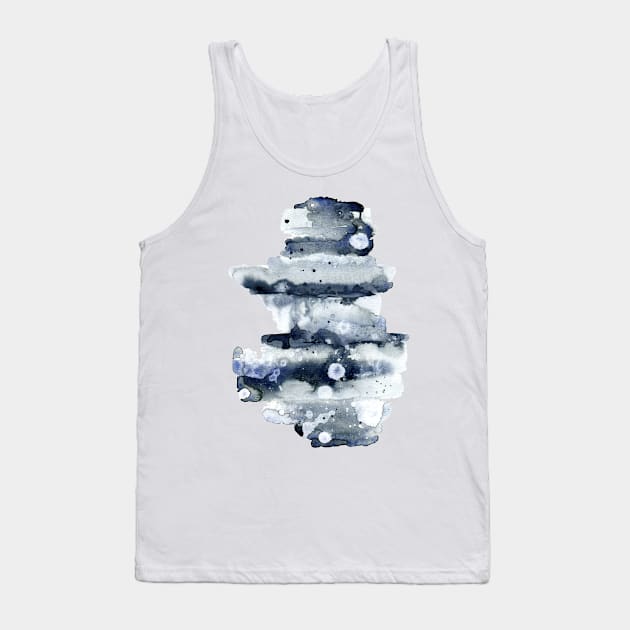 Indigo Abstract Watercolor Tank Top by ChipiArtPrints